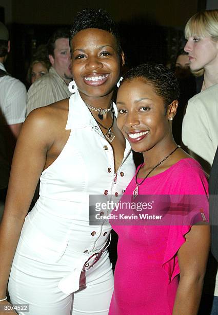Finalists Fantasia Barrino and LaToya London pose at Fox's celebration of Americn Idols Top 12 finalists at Pearl on March 10, 2004 in West...