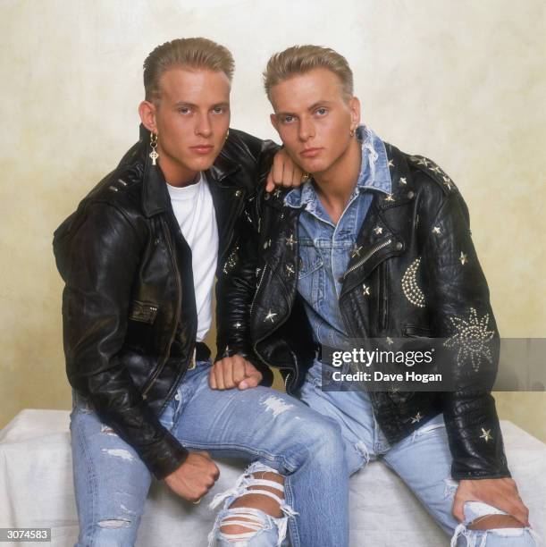 British pop duo Bros, consisting of twin brothers Matt and Luke Goss, circa 1990.