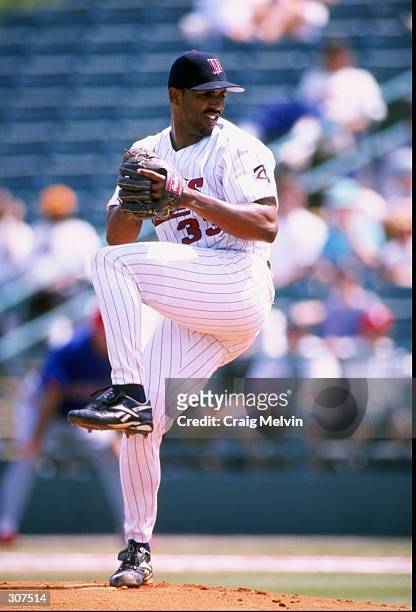 Pitcher Pete Rodriguez of the Minnesota Twins in action during a spring training game against the Texas Rangers at the Hammond Stadium in Fort Myers,...