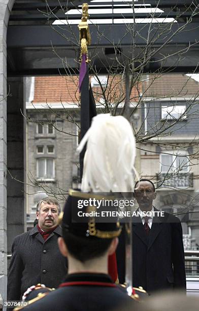 Belgian defence Minister Andre Flahaut and Rwandese President Paul Kagame paid a visit to the Belgian Royal Military Academy in Brussels, 12 March...