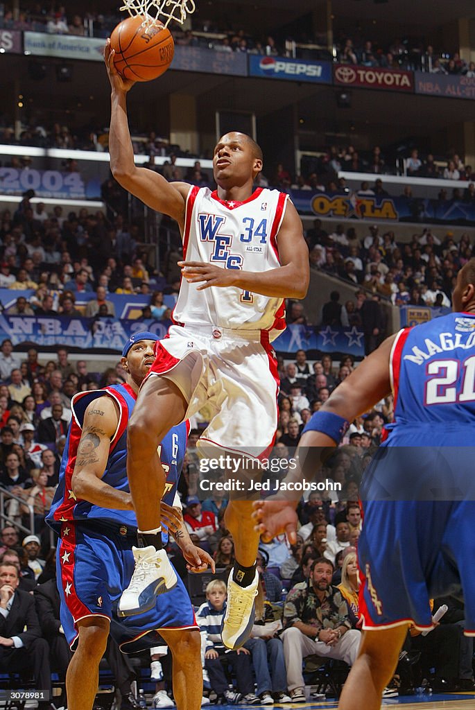 Ray Allen of the Western Conference All-Stars goes up for a shot