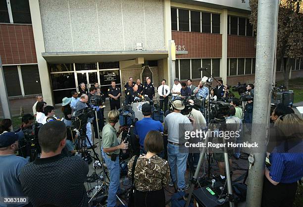Fresno City Police Chief Jerry Dyer holds a press conference concerning the arrest of 57-year-old Marcus Wesson March 13, 2004 in Fresno, California....