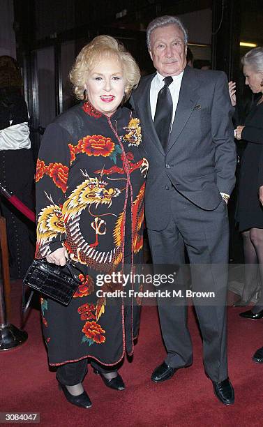 Actors Warren Stevens and Doris Roberts attend the "A Night of Comedy 2" on March 13, 2004 at the Wilshire Theatre, in Beverly Hills, California. The...