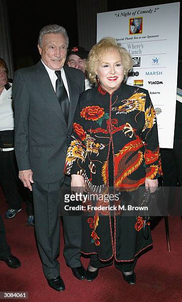 Actors Warren Stevens and Doris Roberts attend the "A Night of Comedy 2" on March 13, 2004 at the Wilshire Theatre, in Beverly Hills, California. The...