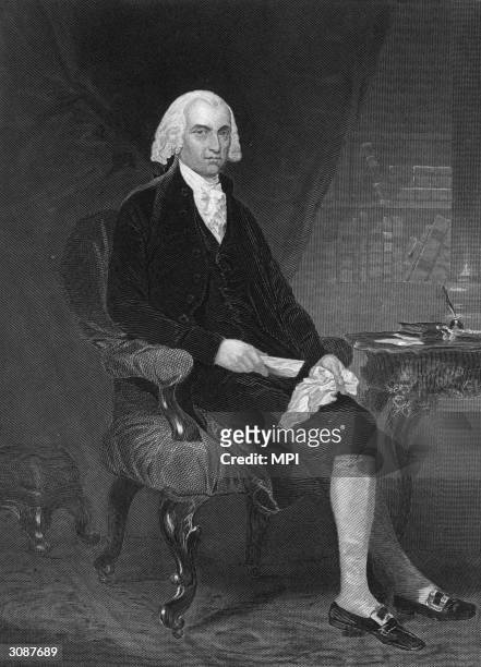 James Madison , the 4th President of the United States. A co-author of the Federalist papers and much of the constitution, he is known as the 'father...