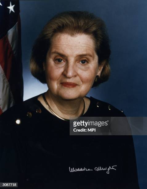 Czechoslovakian born American politician, Madeleine Albright, former US representattive to the United Nations, she became Secretary of State in the...