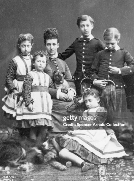 Princess Alexandra , consort of the future King Edward VII, with her five children, Prince George , later King George V, Prince Albert Victor, Duke...