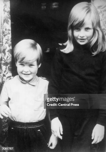 Lady Diana Spencer with her brother Charles, Viscount Althorp, at their home in Berkshire.