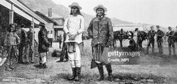 Rebel Chiricahua Apache chief Geronimo with a friend. Published in Harper's Weekly.