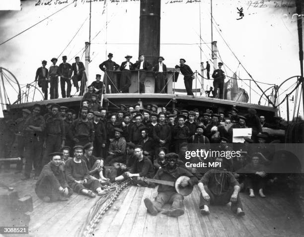 Crew of the US gunboat, 'Hunchback' .