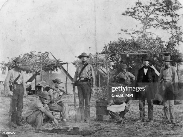 Confederate volunteers at Warrington Navy Yard, Pensacola, Florida wearing an assortment of 'uniforms'.