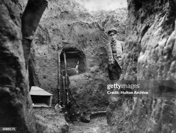 Deep German trench in WW I.