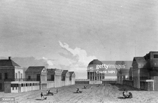 The front lawn of the University of Virginia in Charlottesville, with the library rotunda in the background. Former president Thomas Jefferson...