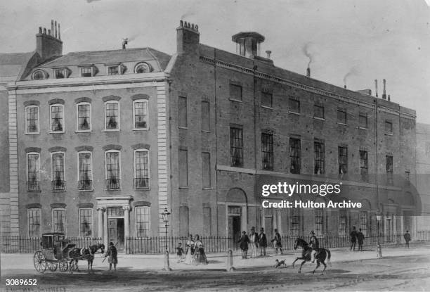 The concert rooms in Hanover Square where Joseph Haydn gave his first series of concerts in 1791. Original Artwork: Painting by Thomas Hosmer...