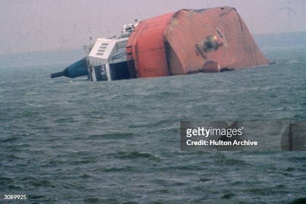 The wreck of the Herald of Free Enterprise, which capsized near Zeebrugge on the 6th of March 1987.