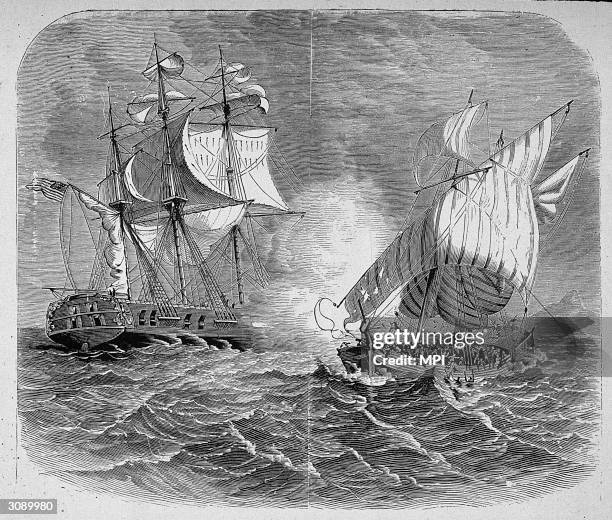 Navy warship captures an Algerian corsair in the war with Barbary pirates. The pirates demanded protection money from all ships and the USA decided...