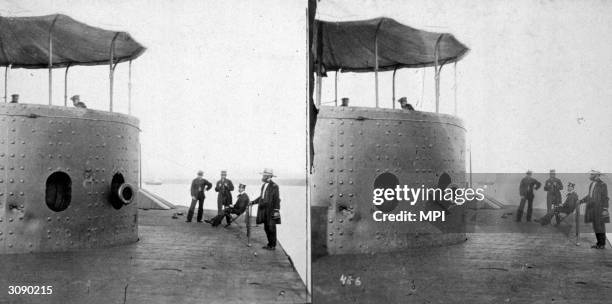 Federal ironclad the USS Monitor after an indecisive battle with the Confederate warship Virginia. The latter was actually the rechristened Union...