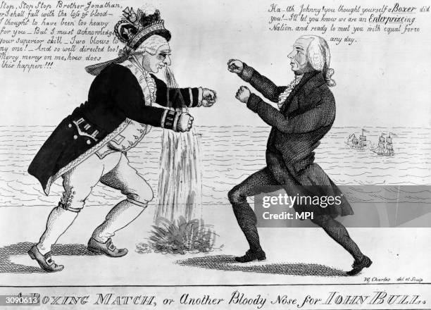 King George III receives a bloody nose at the hands of US President James Madison during the War of 1812, after the early US naval victories gave...