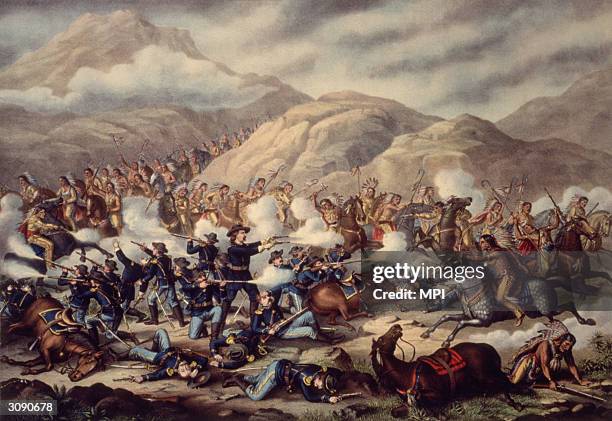General George Armstrong Custer and the men of the US 7th Cavalry are surrounded and massacred by Sioux and Cheyenne Indians at the Battle of Little...
