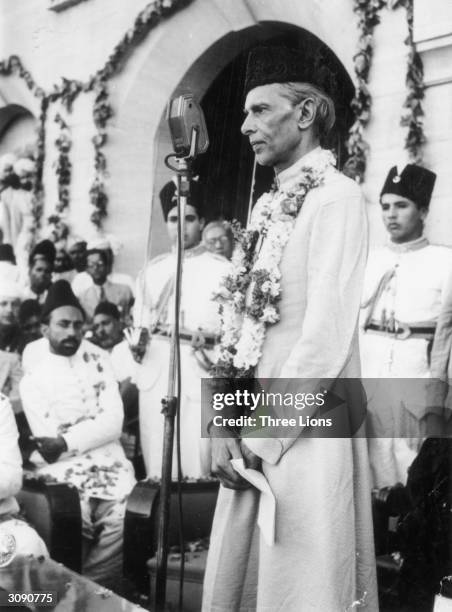 Indian politician Mohammed Ali Jinnah , the founding father of Pakistan and its first Governor-General.