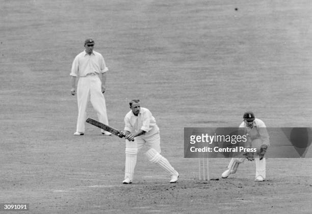 Sir Donald Bradman Australian cricketer batting during the Leeds Test Match where he broke the world record. Sir Donald Bradman was the first...