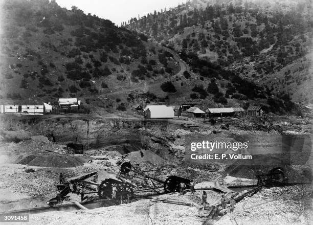 The gold mining operation at Poverty Bar, California.