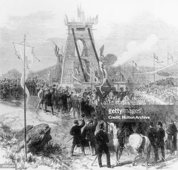 The opening of Clifton Suspension Bridge which stretches across the Avon gorge and was designed and built by Isambard Kingdom Brunel. Original...