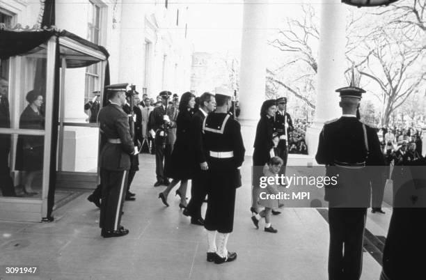 Jacqueline Kennedy , the wife of the assassinated President with her children John Jnr and Caroline at her husband's funeral. The President's brother...