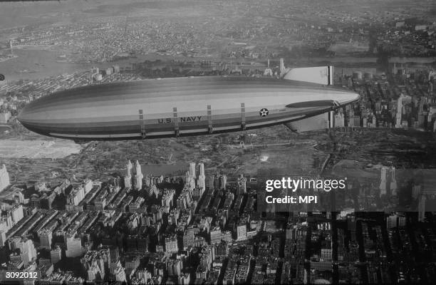 Navy airship Akron over New York.