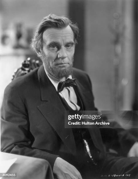 American actor Walter Huston plays the president in D W Griffith's biographical film 'Abraham Lincoln'.