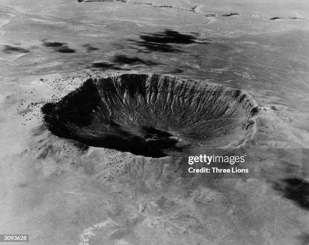 The massive crater left by a meteor in the Arizona desert.