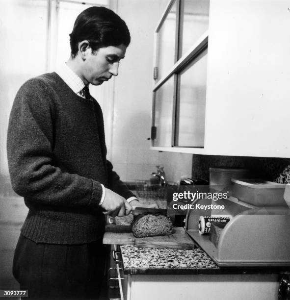 Prince Charles in his lodgings whilst attending Trinity College, Cambridge.