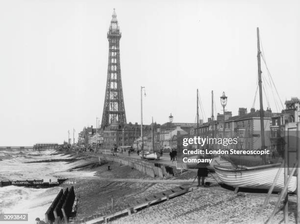 Blackpool Tower near South Beach in Blackpool, Lancashire.