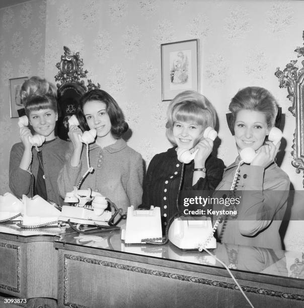 Four debutantes telephone their friends with the news that hairdresser Raymond is inviting them for a free manicure and facial at his London salons....