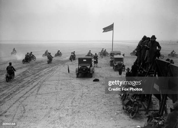 Motorcycle racing on Southport Sands, Merseyside.