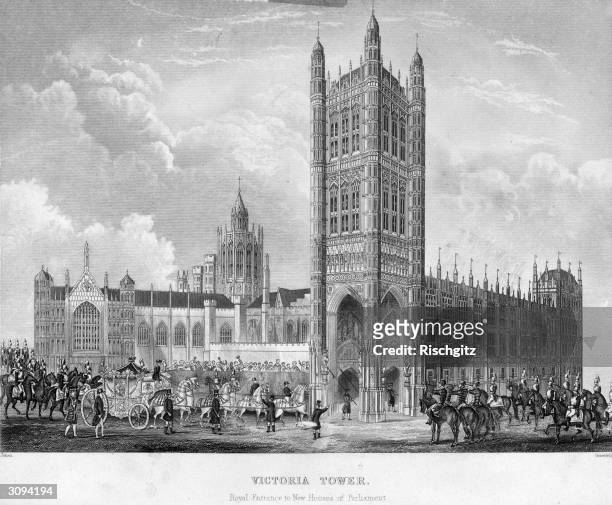 The royal entrance to the New Houses of Parliament, Victoria Tower. Original Artist: By Jones
