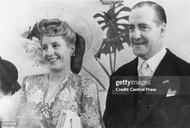 Eva Peron , the wife of the Argentinian President, in Rome with the Argentinian Ambassador to Italy.