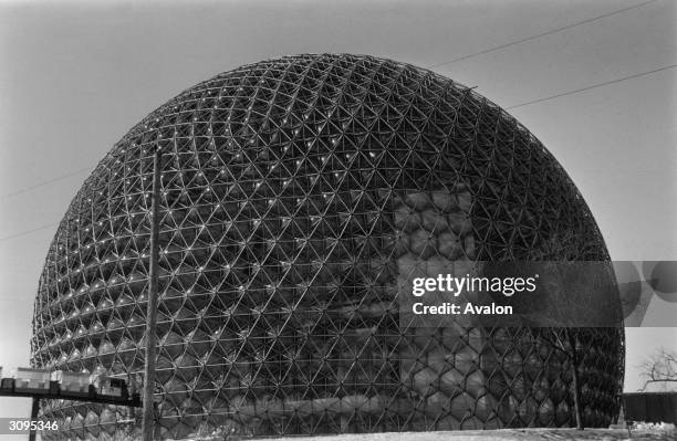 The United States pavilion at the Expo '67 World's Fair in Montreal, designed by architect Buckminster Fuller looks like a giant cactus plant.