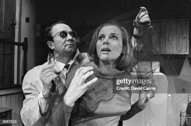 Honor Blackman and Peter Sallis star in the play 'Wait Until Dark', based on the novel by Frederick Knott. Blackman plays a blind woman terrorised by...