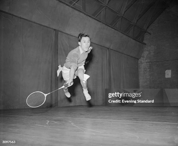 All England singles badminton champion Eddie Choong in action.