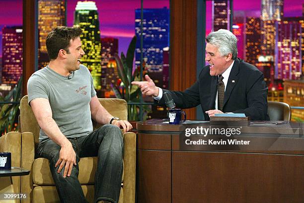 Actor Ben Affleck appears on "The Tonight Show with Jay Leno" on March 15, 2004 at the NBC Studios, in Burbank, California.