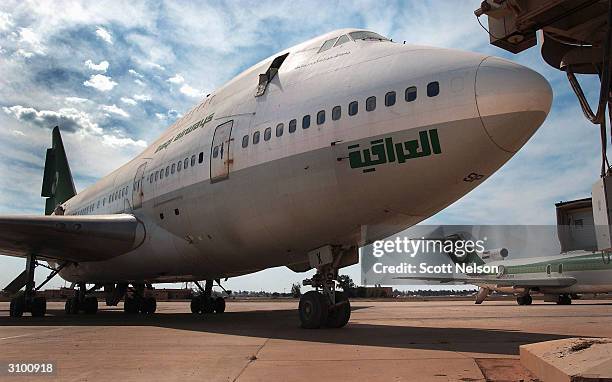 Iraqi Airways 747 aircraft lie idle at the Baghdad International Airport March 16, 2004 in Baghdad, Iraq. Iraqi Airways is struggling a year after...