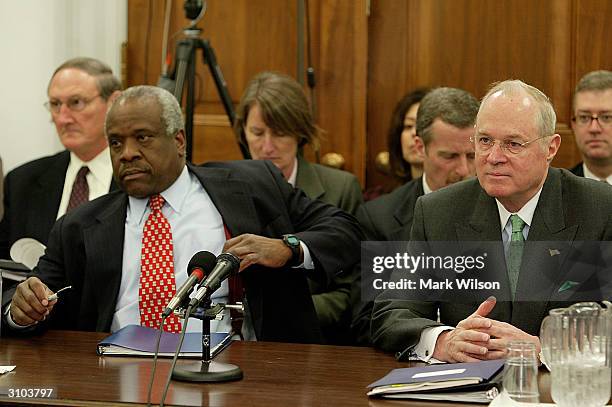 Supreme Court Associate Justices Anthony Kennedy and Clarence Thomas testify before a House Commerce, Justice, State and Judiciary Subcommittee...