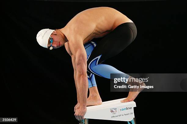 Online ambassador and World Champion Swimmer James Gibson at the headquarters of UK Online. UK Online is the official ISP to Team GB on March 10,...