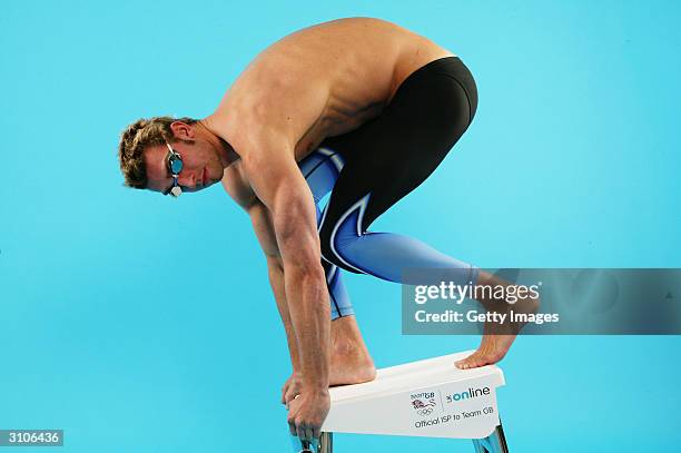 Online ambassador and World Champion Swimmer James Gibson at the headquarters of UK Online. UK Online is the official ISP to Team GB on March 10,...