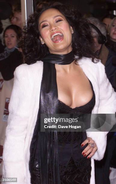 American actress Tia Carrere attends the Europe MTV Music Awards on November 16, 2000 in Stockholm, Sweden.