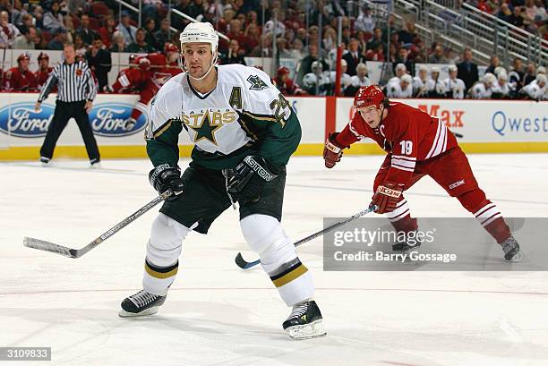 Defenseman Richard Matvichuk of the Dallas Stars skates on the ice during the game against the Phoenix Coyotes on February 14, 2004 at Glendale Arena...