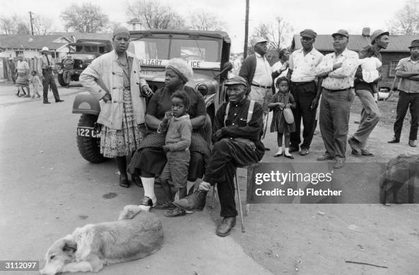 People on the roadside by Montgomery, Alabama, after the civil rights march from Selma.