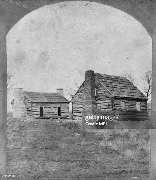 The log cabins which housed the slaves at the Hermitage, the plantation home of US president Andrew Jackson near Nashville, Tennessee. When Jackson...