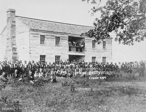 Members of the Creek council, made up of Native Americans from various tribes, meeting in Oklahoma.